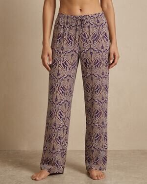 Hanro Sleep & Lounge Drawstring Pajama Pants Amethyst Damask Large